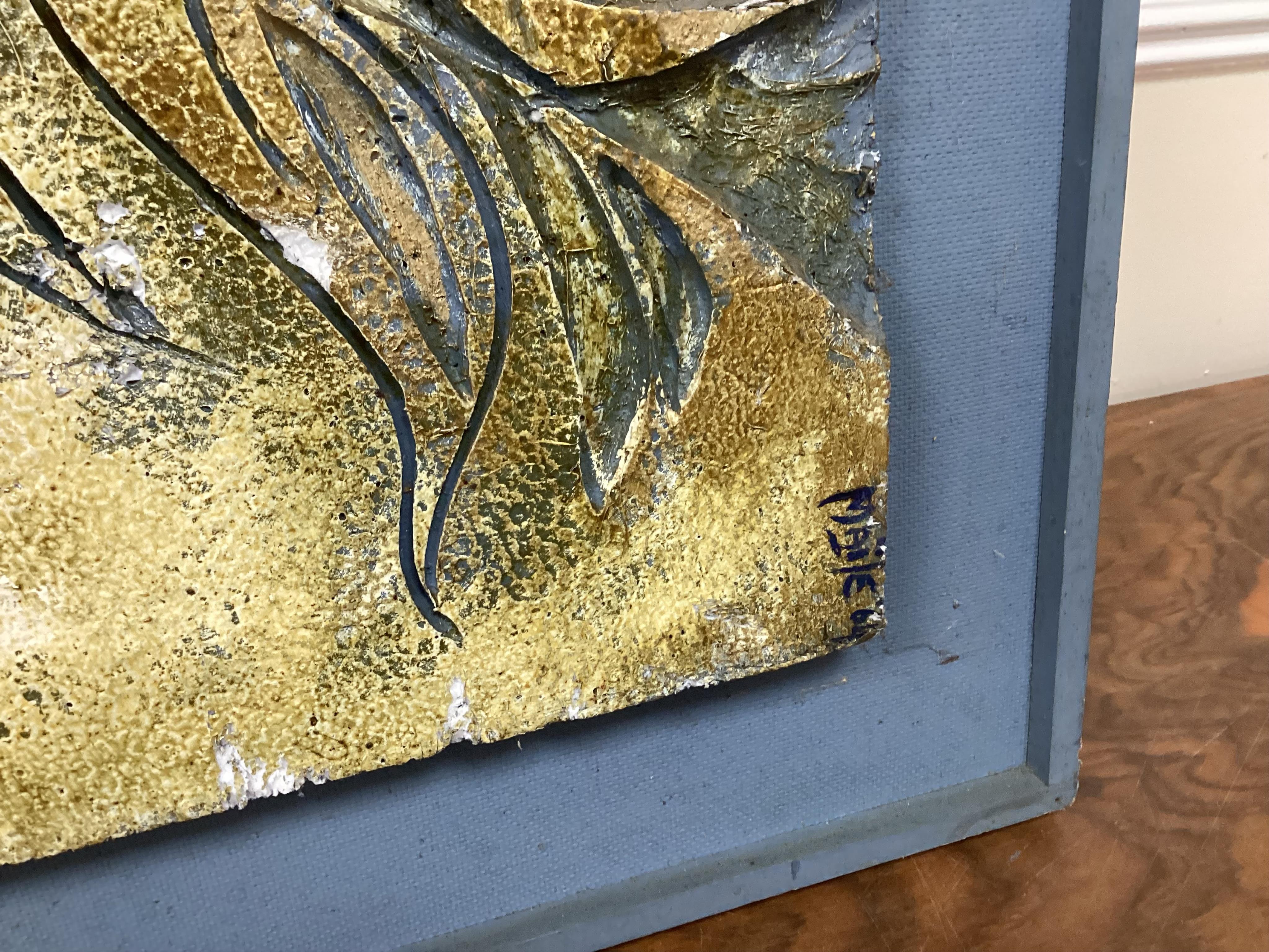 Beryl Maile, ‘Wild Horses’, Dolphin Gallery label verso, relief panel, 76 x 198cm